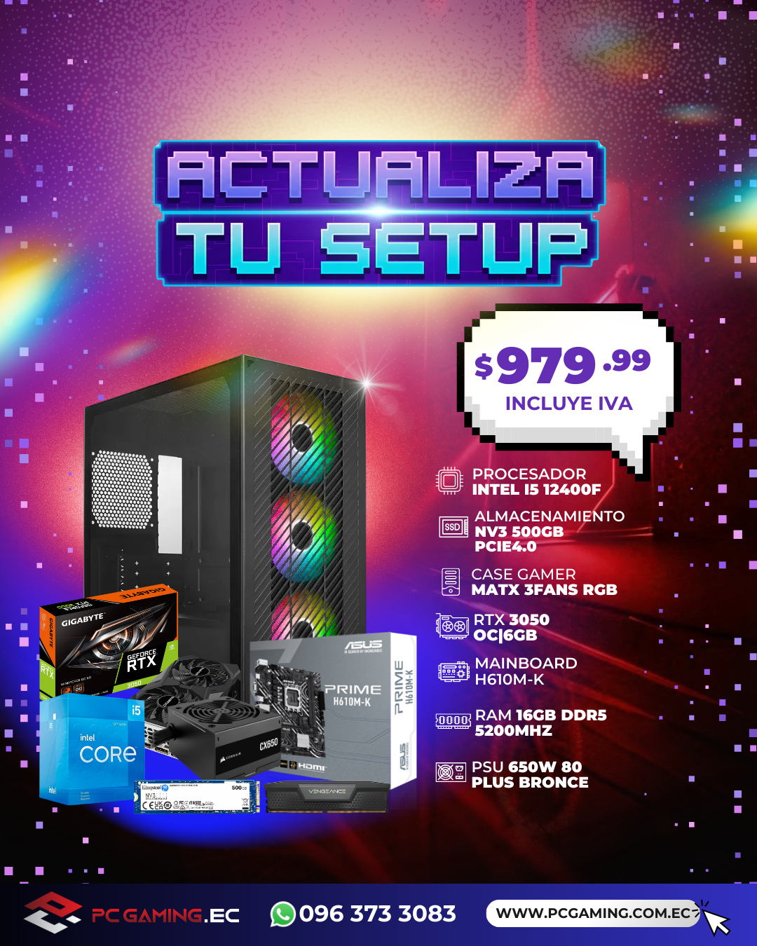 PC PROMO I5 12400F + RTX 3050 6GB
