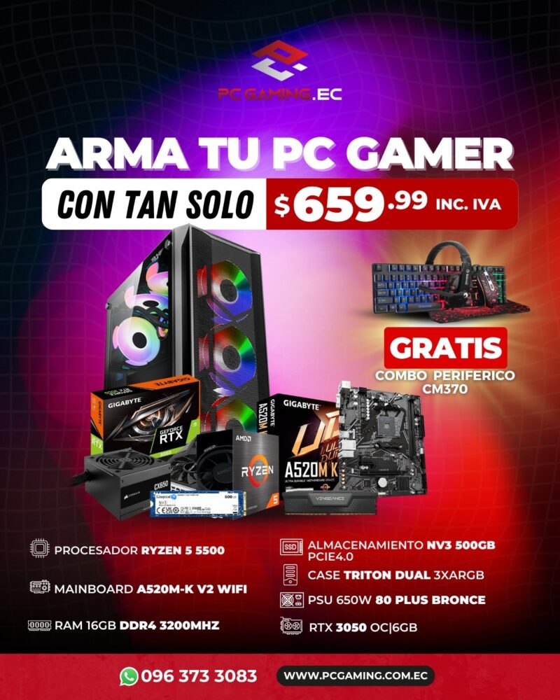 PC PROMO RYZEN 5 5500 + RTX 3050 6GB