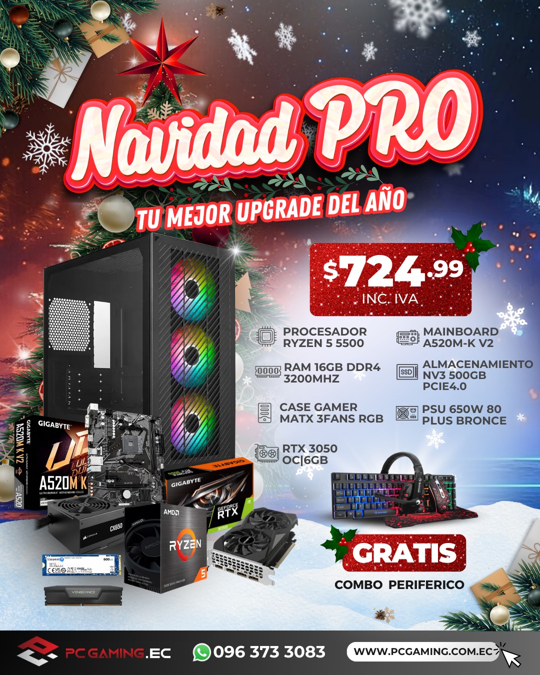 PC PROMO RYZEN 5 5500 + RTX 3050 6GB