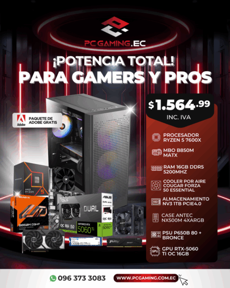 PC PROMO RYZEN 5 7600X + RTX 5060Ti OC 16GB