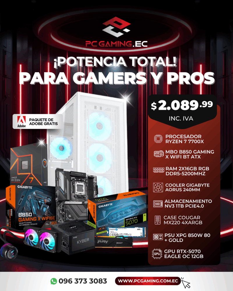 PC PROMO RYZEN 7 7700X + RTX 5070 EAGLE OC 12GB