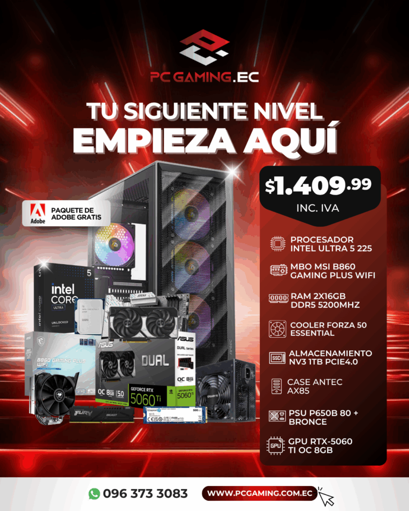 PC PROMO I-CORE ULTRA 5 225 + RTX 5060Ti OC 8GB