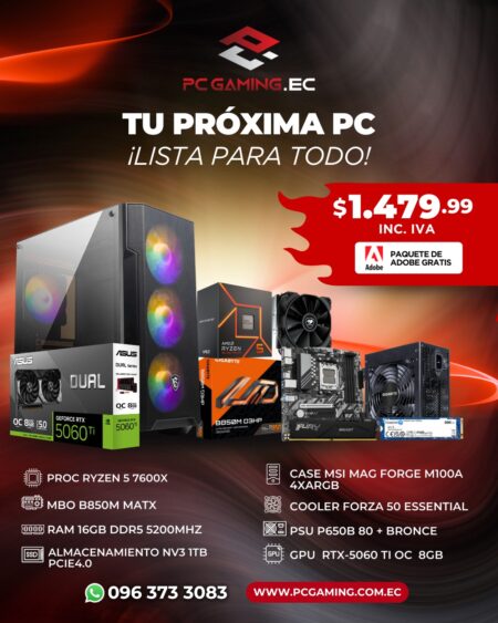 PC PROMO RYZEN 5 7600X + RTX 5060Ti OC 8GB