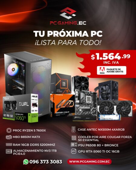 PC PROMO RYZEN 5 7600X + RTX 5060Ti OC 16GB
