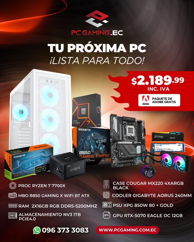 PC PROMO RYZEN 7 7700X + RTX 5070 EAGLE OC 12GB