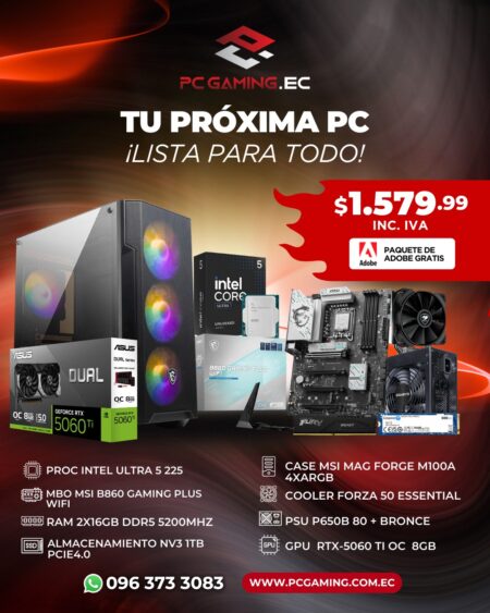 PC PROMO I-CORE ULTRA 5 225 + RTX 5060Ti OC 8GB