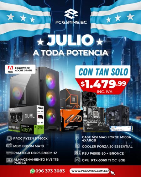 PC PROMO RYZEN 5 7600X + RTX 5060Ti OC 8GB