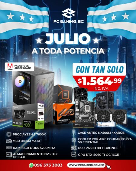 PC PROMO RYZEN 5 7600X + RTX 5060Ti OC 16GB