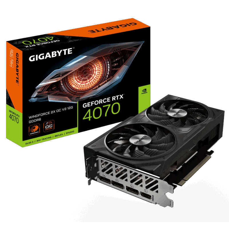 TARJETA DE VIDEO GIGABYTE RTX 4070 WINDFORCE 2X OC V2 12G