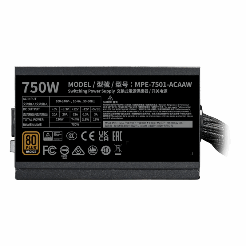 FUENTE DE PODER COOLER MASTER MWE BRONZE 750W V3 - Image 5