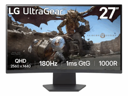MONITOR LG 27" ULTRAGEAR GAMING CURVO QHD/ 2560X1440/ IPS/ 1MS/ 180Hz/