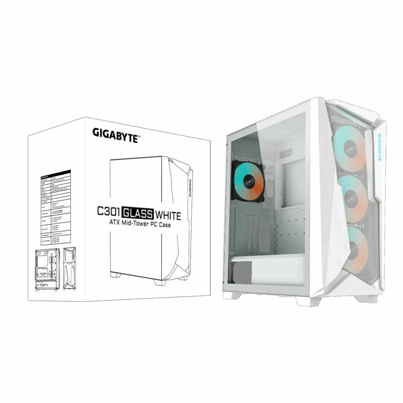 CASE GIGABYTE C301 GLASS ARGB X4FANS WHITE - Image 8