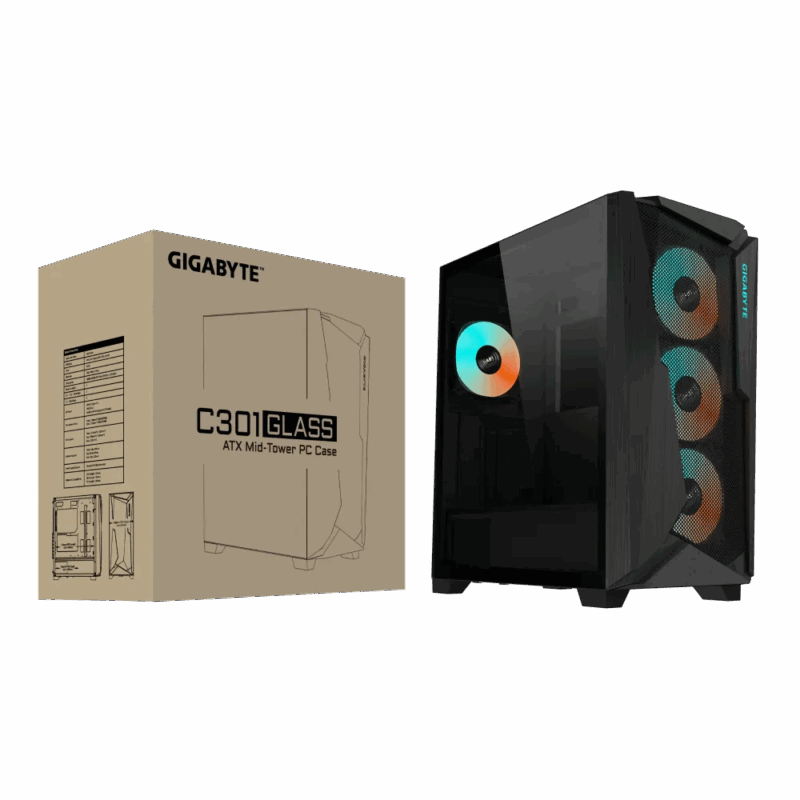 CASE GIGABYTE C301 GLASS ARGB X4FANS BLACK - Image 8