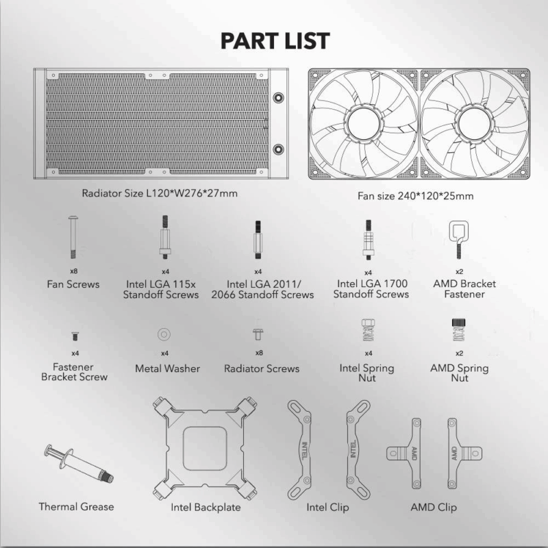 COOLER LIQUIDO TESSERAXX DEEP FREEZE 240MM WHITE - Image 13