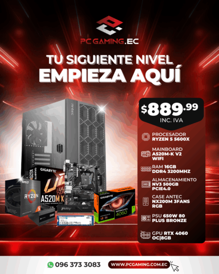 PC PROMO RYZEN 5 5600X + RTX 4060 OC 8GB