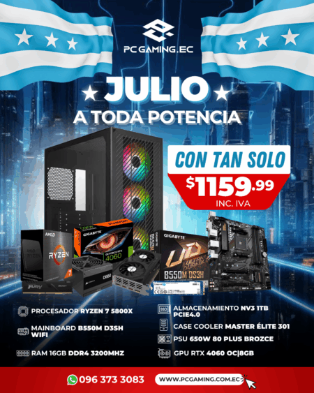 PC PROMO RYZEN 7 5800X + RTX 4060 OC 8GB