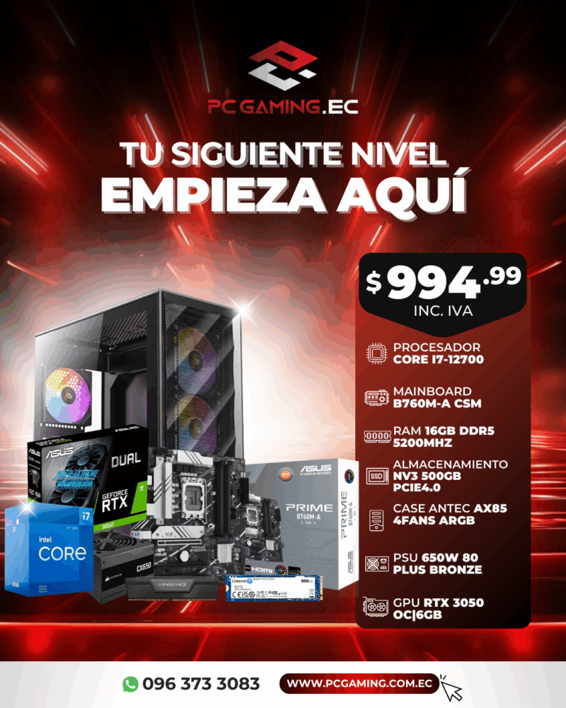 PC PROMO I7 12700 + RTX 3050 OC 6GB
