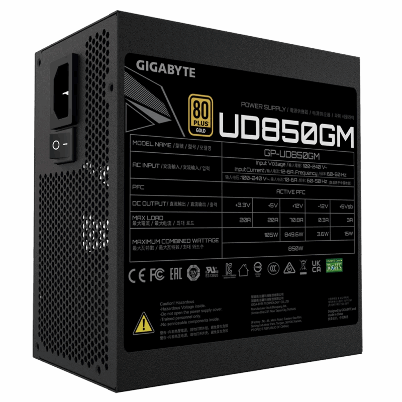 FUENTE DE PODER GIGABYTE UD 850W 80 PLUS GOLD ATX - Image 6