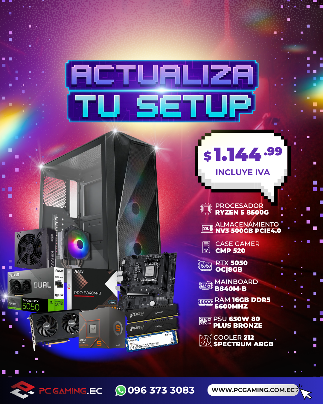 PC PROMO RYZEN 5 8500G + RTX 5050 8GB
