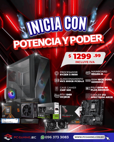 PC PROMO RYZEN 5 9600 + RTX 5060 8GB