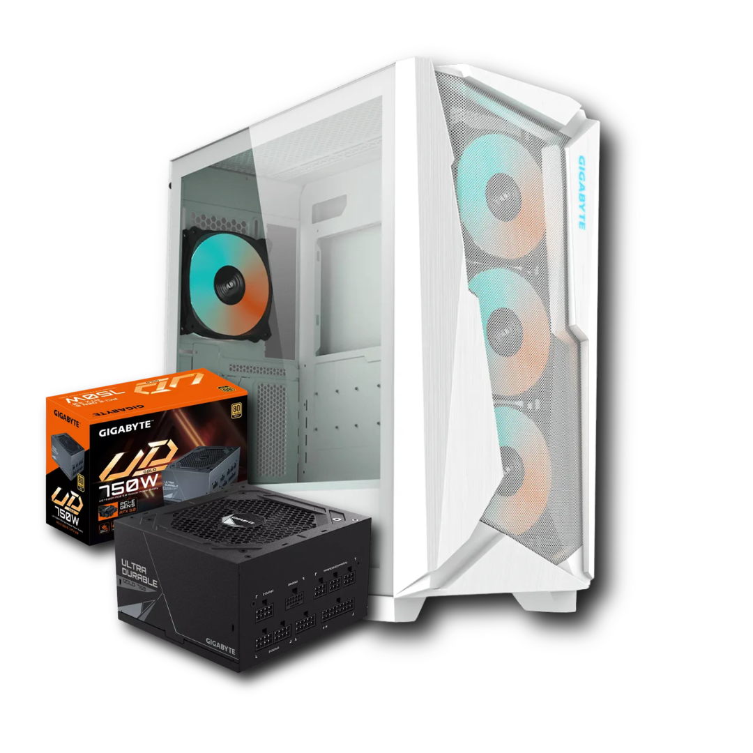 COMBO GIGABYTE CASE GAMER C301 WHITE X FUENTE UD FULL MODULAR 750W 80 PLUS GOLD