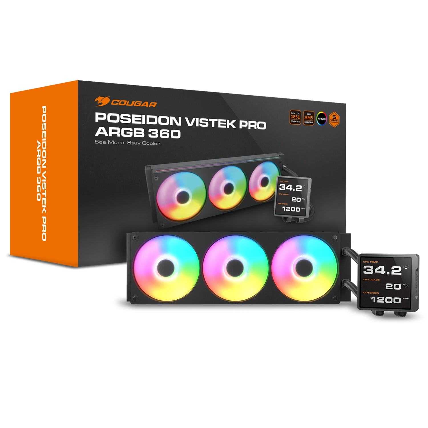 COOLER LIQUIDO COUGAR POSEIDON VISTEK PRO ARGB 360 BLACK