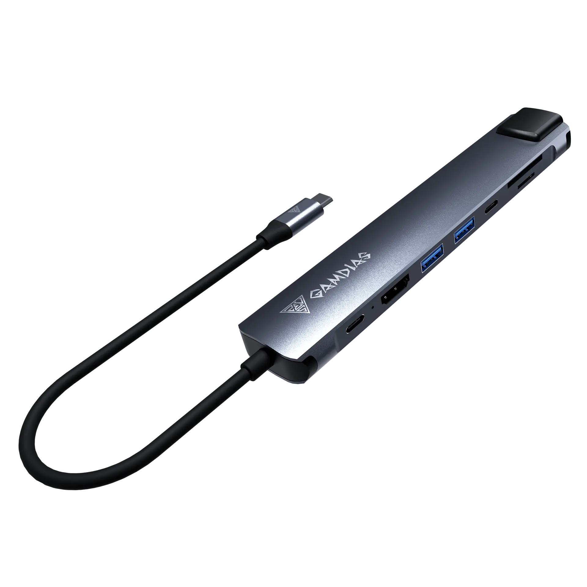 HUB EXTENSOR GAMDIAS MERCURY M1-800 / USB-C/ 2x USB-A/ PD 100W/ HDMI/ RJ45/ SD-MICRO SD