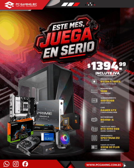 PC GAMER VORTEX / RYZEN 5 7600X + RTX 5050 8GB