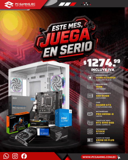 PC GAMER RAPTOR / CORE I5 14400F + RTX 5050 8GB