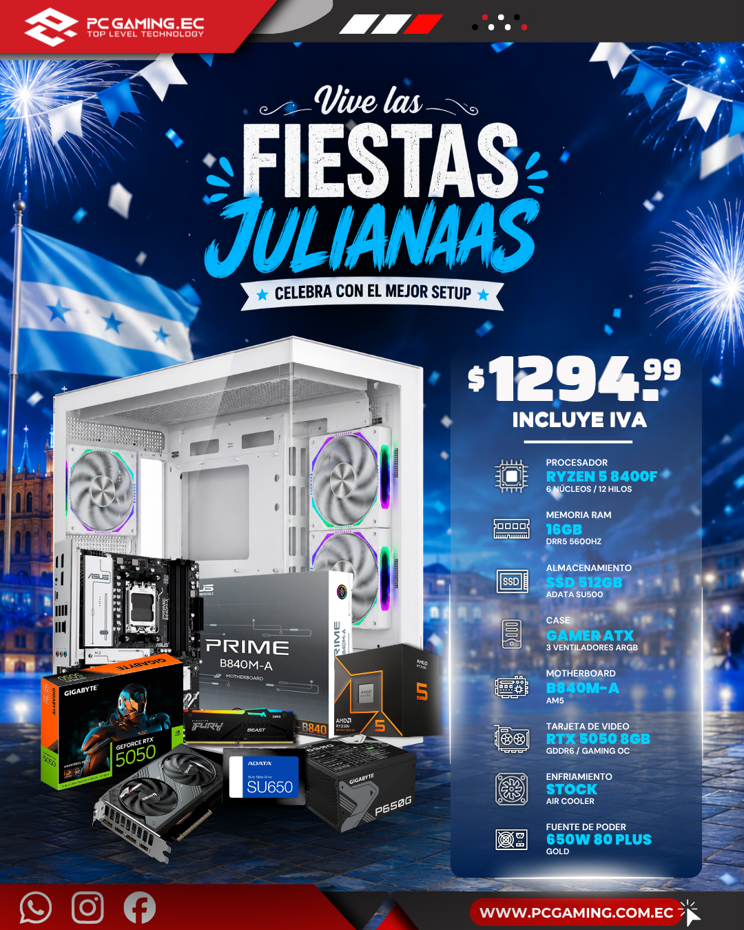 PC GAMER NOVA / RYZEN 5 8400F + RTX 5050 8GB
