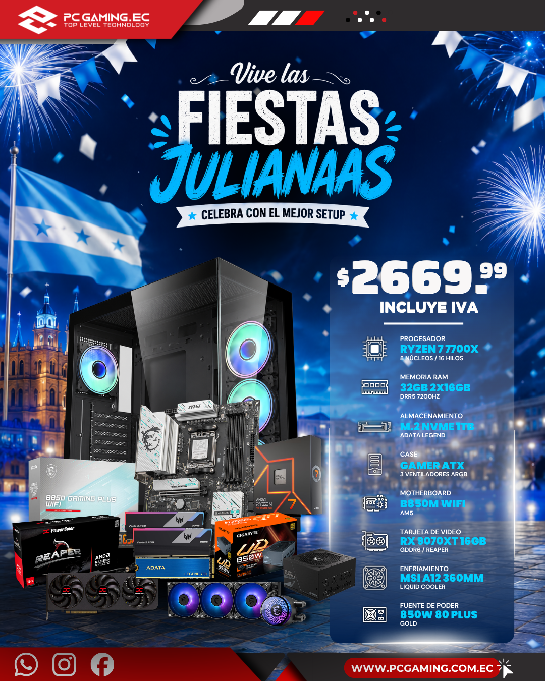 PC GAMER PREDATOR X / RYZEN 7 7700X + RX 9070XT 16GB