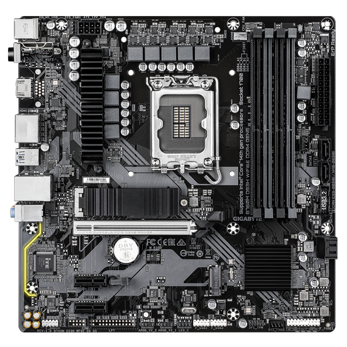 MAINBOARD GIGABYTE B760 D3SH WIFI6E 4DDR4 GEN 5 PCIe M-ATX - Image 2