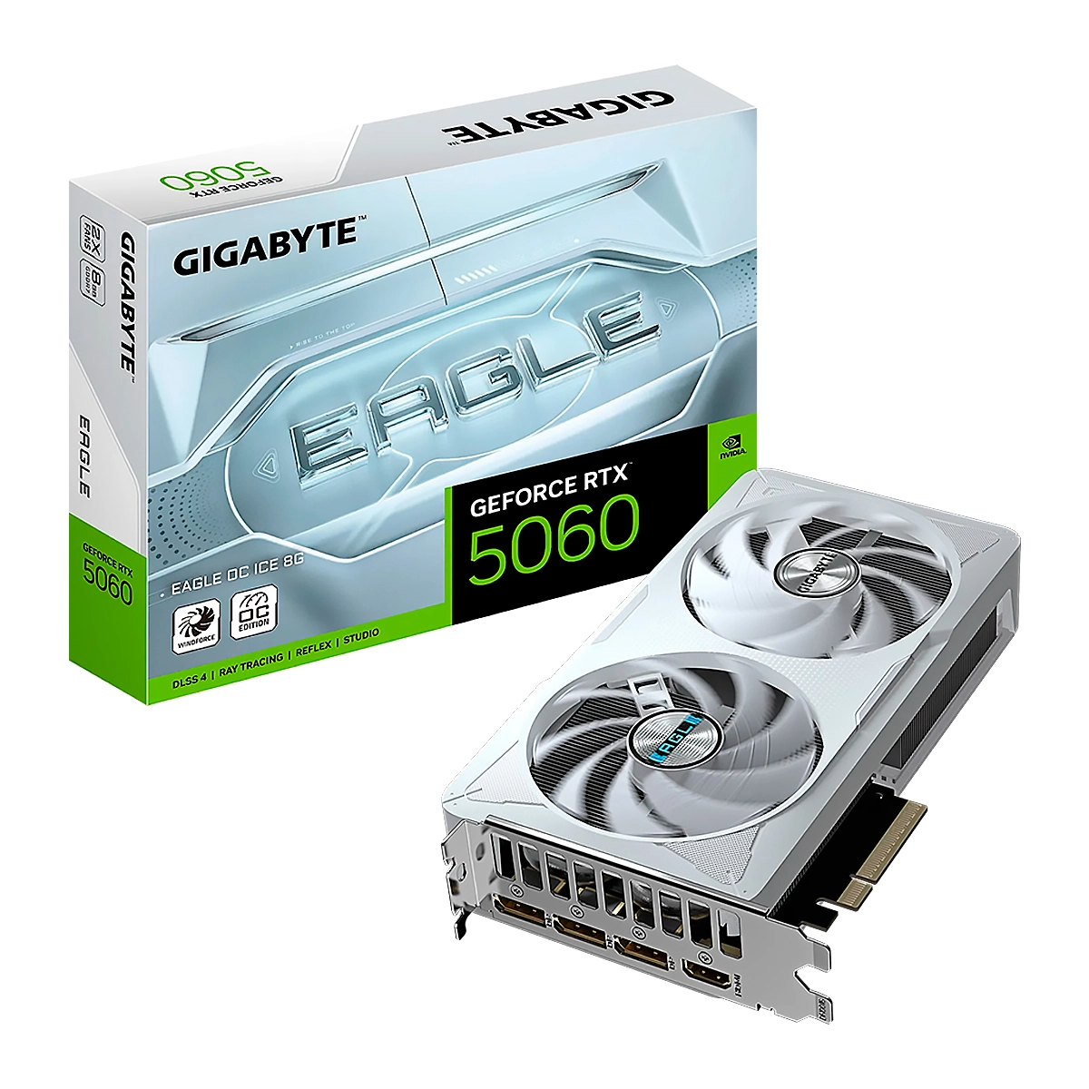 TARJETA DE VIDEO GIGABYTE RTX 5060 EAGLE OC ICE 8GB GDDR7 128Bit HDMI 3DP 2Vent. PCIex5.0