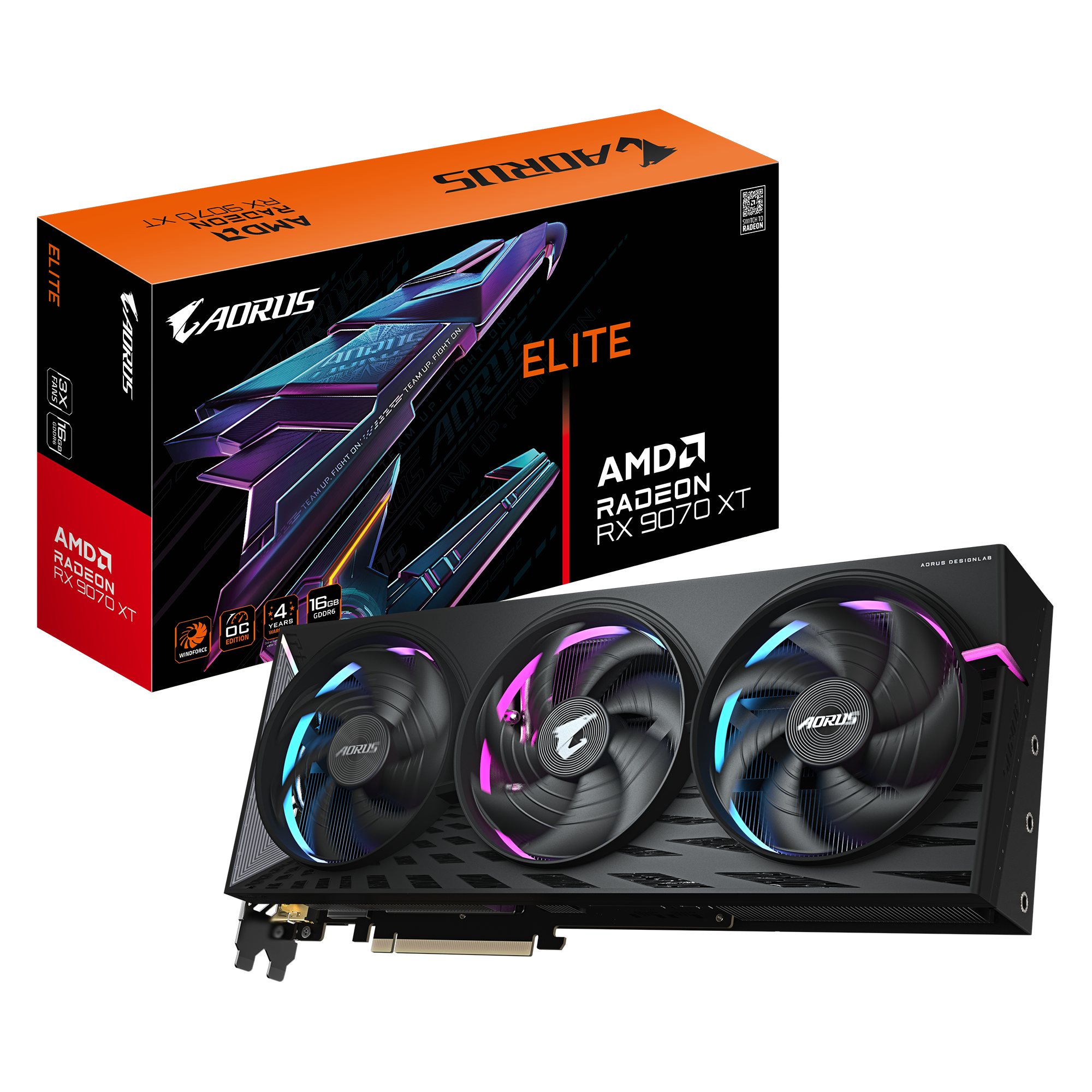TARJETA DE VIDEO GIGABYTE AORUS RADEON RX 9070 XT ELITE 16GB BLACK